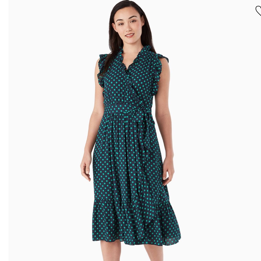NWOT Kate Spade Dot Dot Dot Ruffle Wrap Dress